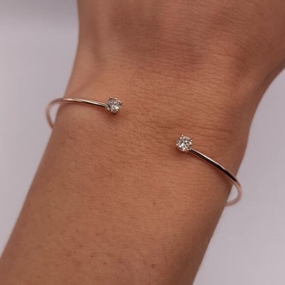 14Kt Gold 0.50Ct Lab Grown Diamond Bangle Bracelet - Picture 6 of 6